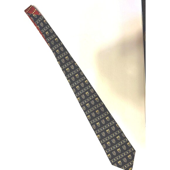 Tommy Hilfiger 100% Italian Silk Red Blue Tie w TH Shield Design - Picture 1 of 7